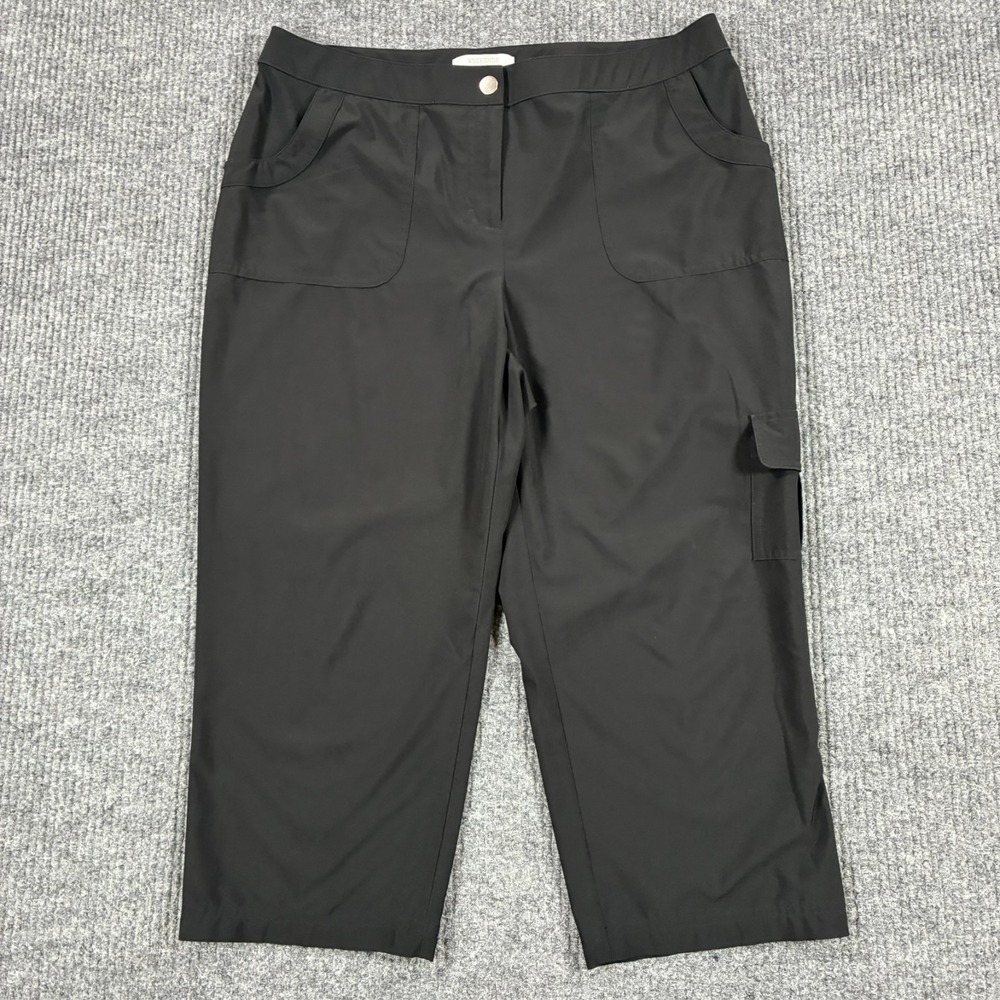 Weekends by Chico's Womens Cargo Pants Size 2 Crop Black Pockets High Rise